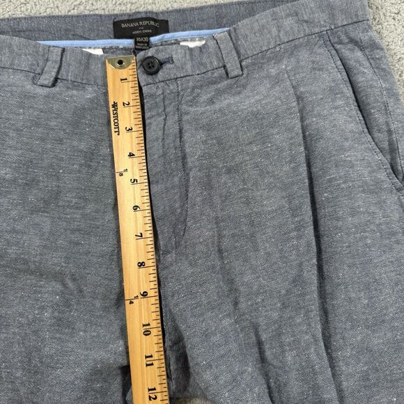 Banana Republic Pants Mens 35x28 Blue Linen Blend Aiden Slim Fit Chino Preppy - Picture 8 of 11